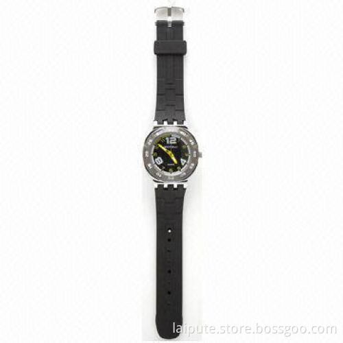 Silicone sport watch, fashionable with rotating bezel